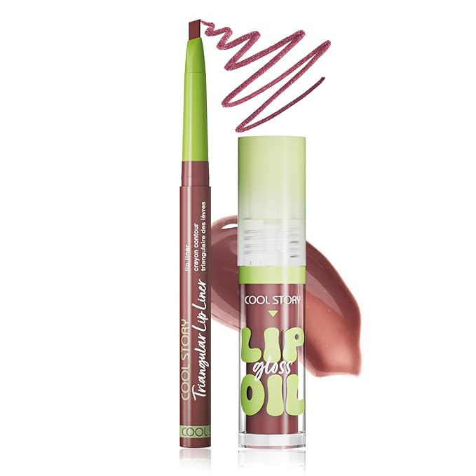 Matte Finish Lip liner and Nourishing Lip Gloss Kit for Women, High Pigmented Natural Nude Pink Red Brown Lip Pencil Makeup Long Lasting Moisturizing Plumping Lip Oil Gloss Winter Care (#08)