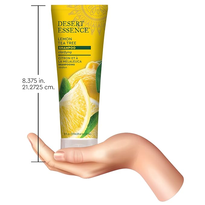 Desert Essence Lemon Tea Tree Shampoo - 8 Fl Ounce - Removes Excess Oil - Revitalizes Scalp - Strengthens & Protects Hair - Maca Root Extract - Soft, Smooth & More Manageable