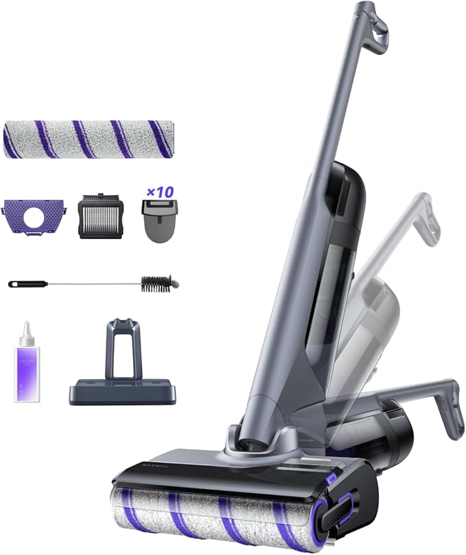 NARWAL S30 Pro Wet Dry Vacuum Cleaner with 20000Pa Suction, Cordless Vacuum Mop for Hard Floors, Tangle-Free Hair-Cutting, 180° Lie Flat, 194°F Self-Cleaning, Disposable Waste Bag, Edge Cleaning