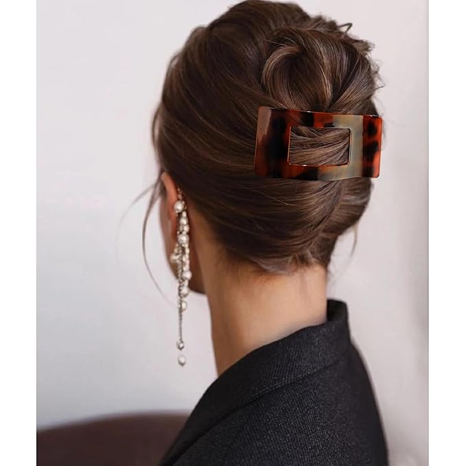 Velscrun Flat Hair Clips for Women Girls, Matte Lay Flat Claw Clips, Strong Hold Large Side Hair Clip All Hair Types, French Duck Billed Non Slip Grip Daily Styling Hair Jaw Claw Clip Bright Leopard