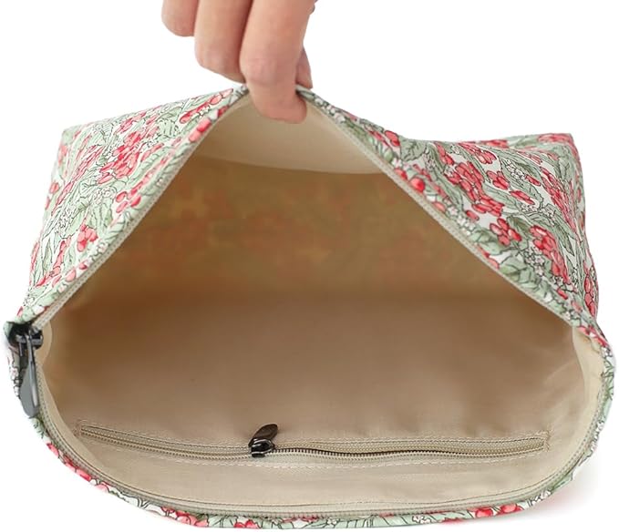 Cotton Printed Makeup Bag - Large Capacity Travel Cosmetic Pouch & Toiletry Organizer with Zipper, Perfect for Daily Use, Makeup Storage, or Gift Ideas