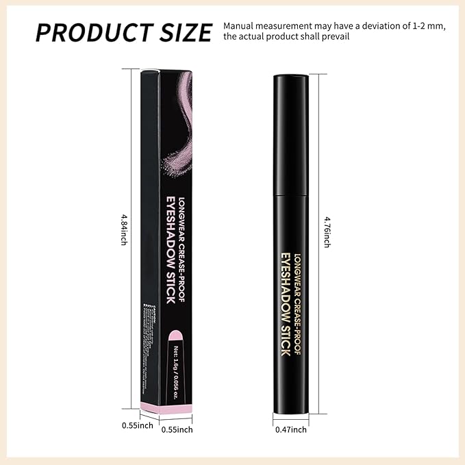 Erinde Waterproof Eyeshadow Stick, Cream Eye Shadow Stick, Long-Lasting, Crease-Proof, Cream to Powder Buildable & Blendable Eye Shadow Pencils Crayon, Vegan & Cruelty-Free, 07 Sun