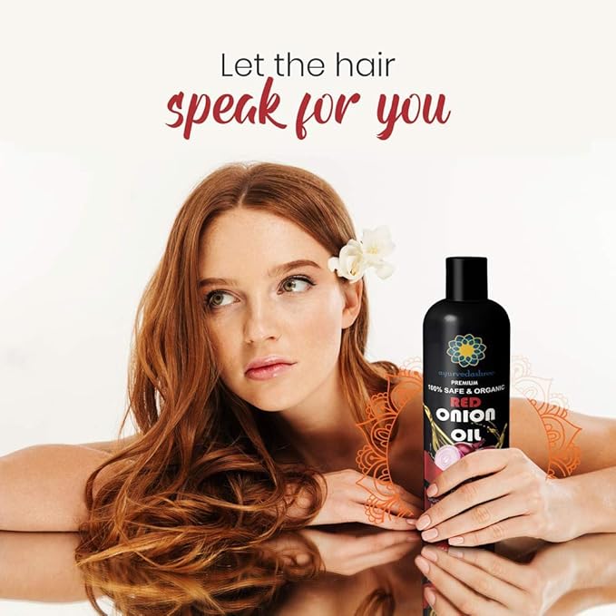 Hair Treatment Oil with Red Onion, Oil blends of Black Seed, Pure Argan, Sandalwood & Rose - 200 Ml/6.7 fl oz