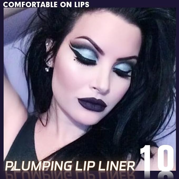 Matte Crayon Lip Liner Pencil, Deep Purple Lip Liners Lipstick For Women Halloween Birthday Party Wear, Plump Creamy Formula With Silicone Smudger for Define Contours & Sculpting Lip