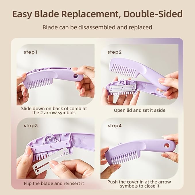 Hair Razor Comb, Hair Thining Trimmer, Homeuse Cutting and Styling Comb (White)