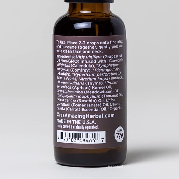 Ora's Amazing Herbal Advanced Nightly Repair, Tamanu Oil Blend with Pomegranate, Rosehip, Carrot Seed Essential Oil, Vegan Face Serum, Retinol Free Anti-aging Face Oil, Plastic Free, 1 oz