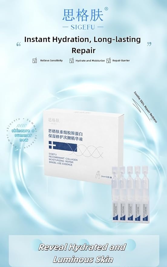 Recombinant Collagen Serum | Moisturizing Repair | Single-Use Packets | Post-Procedure Hydration for Sensitive Skin