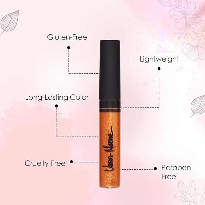 Vera Moore Lip Gloss, Moisturizing Lip Color with Shimmer for Long Lasting Shine, Lightweight Lip Stain, Girls Non-Sticky Lip Gloss with Aloe Vera, W/Vitamin C, E (Topaz, One Size)