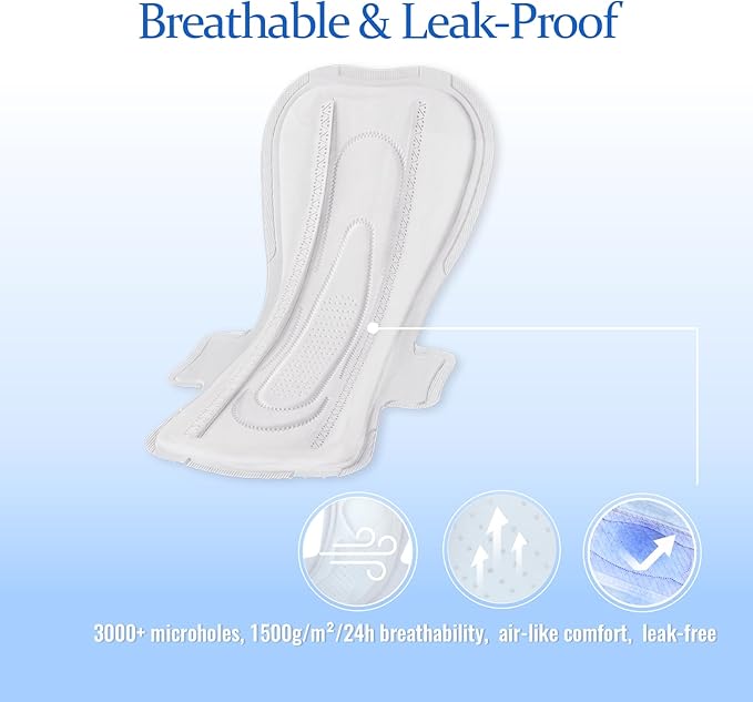 MODAL Heavy Flow Pads for Women Overnight, Unscented Sanitary Pads for Period with Wings, 14.1 Inch(360 mm), Overnight, 10 Count