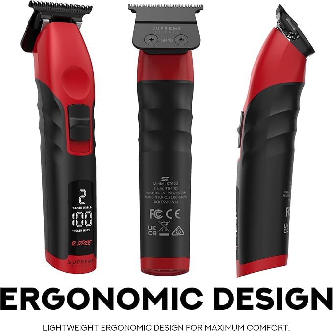 Supreme Trimmer 2Spee ST622 – Cordless Beard & Hair Trimmer for Men | 2-Speed Motor, 180 Min Runtime, Zero-Gap Adjustable Blade, Digital Display, Removable Blade Design