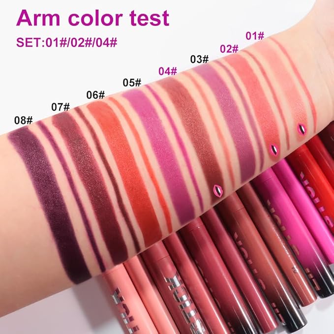 6Pcs 2 in 1 Nude Rose Red Brown Lip Liner and Lipstick Combo Set for Women,Lipstick Stain Lip Liner for Daily & Party Long Lasting Waterproof Smudge Proof 24 Hour Full Coverage Vegan Lip Makeup Kit