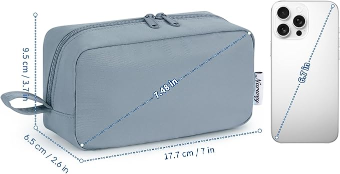 Narwey Small Makeup Bag for Purse Travel Makeup Pouch Mini Cosmetic Bag Zipper Pouch for Women (Greyish Blue, Small)
