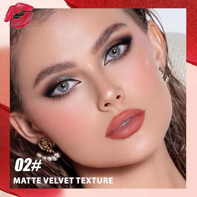 Matte Lip Lipstick Crayon Lip Liner Thick Pencil, High-Pigment Outline lips, Non-sticky Matte Velvet Texture, Waterproof & Smudge-Proof Longwear Pigmented, Fit for all tones 02#