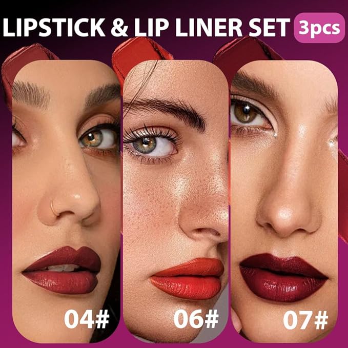 6Pcs 2 in 1 Orange Red Brown Plum Lip Liner and Lipstick Combo Set for Women,Lipstick Stain Lip Liner for Daily & Party Long Lasting Waterproof Smudge Proof 24 Hour Full Coverage Vegan Lip Makeup Kit