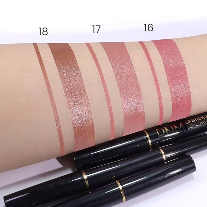 2-in-1 Light Pink Lip Liner & Lipstick Set Kit for Women, Matte Lips Kit with Lip Liner Lip Stains Long Lasting Waterproof 24 Hour Lipstick and Lip Liners Combo Lipliners Pencil Set 16
