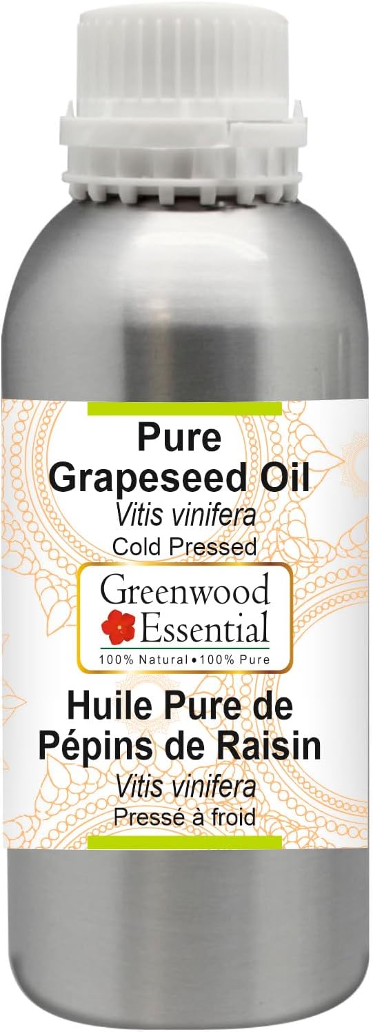 Greenwood Essential Pure Grapeseed Oil (Vitis vinifera) Cold Pressed 630ml (21 oz)