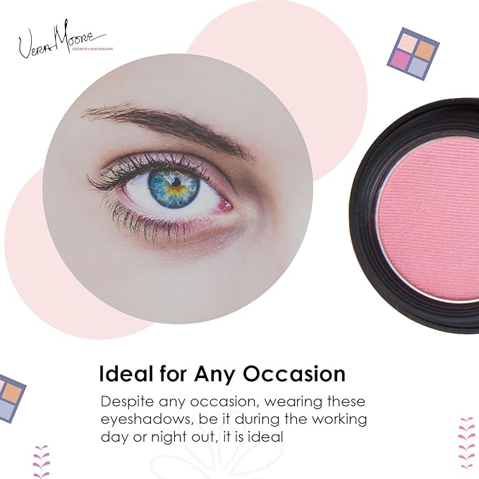 Vera Moore Eyeshadow, Highly Pigmented Eyeshades and Textures, Provide Bold and Lasting Looks, Suitable for Any Event, Easily Blendable Eye Makeup in Multiple Shades. (Pink)