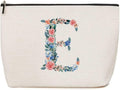 Initial Makeup Bag Monogrammed Travel Toiletry Bag Monogram Cosmetic Bag Birthday Christmas Bridal Shower Bridesmaid Gifts Personalized Gifts for Women Bride Teacher Boss Lady, Floral Letter E