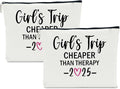 2 PCS Girls Trip Favors - 2025 Girls Weekend Gifts for Women Bestie & Friend Gifts - Sister & Her Best Friend Friendship Holiday Vacation Makeup Bag & Weekend Bags
