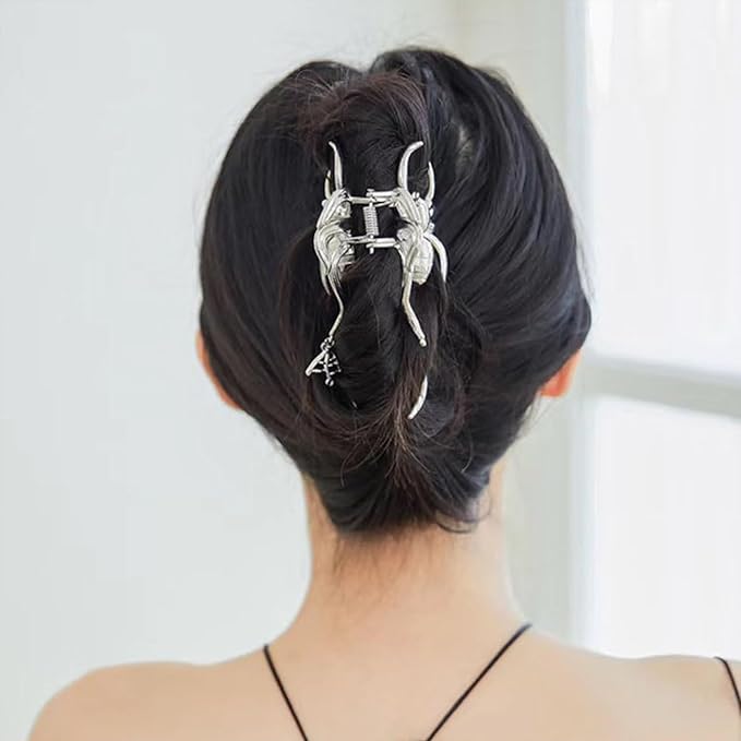 2PCS Spider Hair Clips Halloween Claw Clip Non Slip Jaw Clips Punk Barrettes Accessories for Women Styling Day of the Dead Decorations