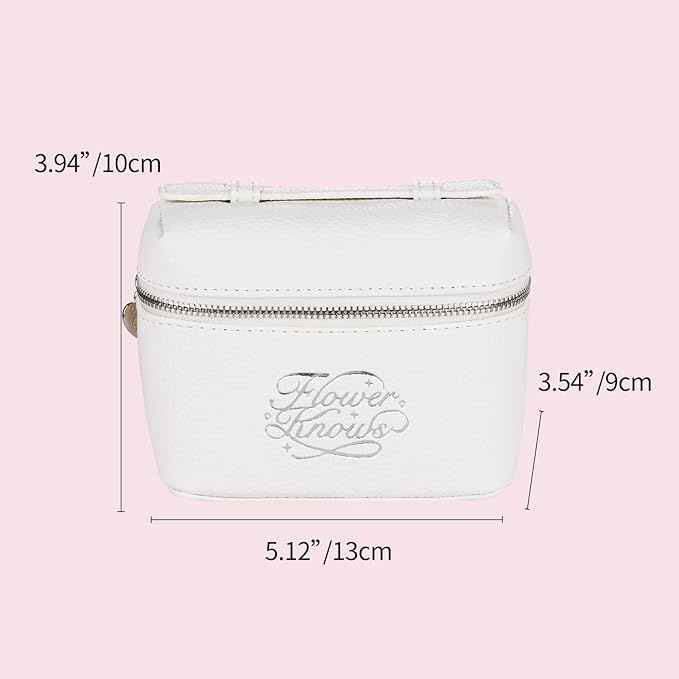 Flower Knows Enchanted Lip Kit,Strawberry Cupid Cake Lip Cream V03+V04 Set with Lip Brush & Leather Bag,4-Piece Makeup Gift Set