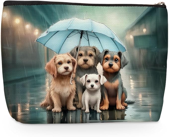 Wenboco Cute Dog Makeup Bag, Dog Gifts Travel Makeup Case Cosmetic Bags for Women, Portable Pouch Purse Travel Essentials Toiletries Accessories, Christmas Birthday Gifts for Women