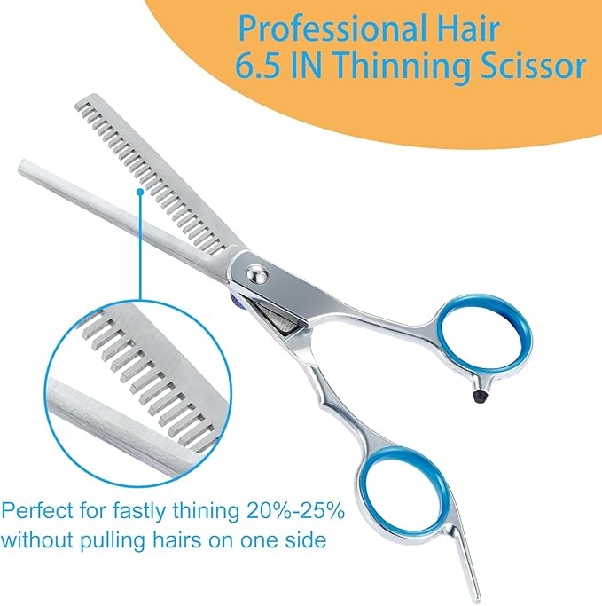 15 pcs Hair Cutting Scissors Professional, Thinning Shears for Hair Cutting, Stainless Steel Barber Scissors, Lengnoyp Haircut Scissors Hair Cutting Kit for Women, Men