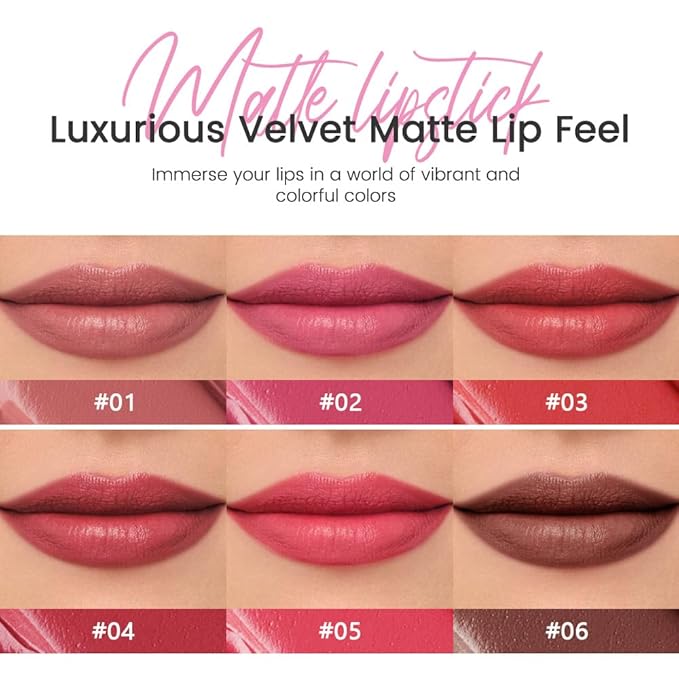 Indian Red Matte Lipstick Crayon - High Pigment Creamy Formula, Waterproof Long Lasting, Smooth Glide Application, Non-Sticklipstick, Ultra Thin Lightweight,Velvet Matte Lip Feel for Women 01#