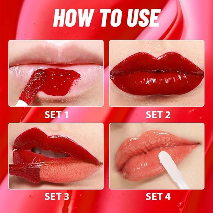 Light Orange Peel off Lip Stain Lip Oil Dual Ended Combo Set with Tweezer, 2 in 1 Lips Liner Stain Oil Long Lasting Waterproof, High Pigmented Flawless Lips Tint Stick Not Faded Vegan & Cruelty-free