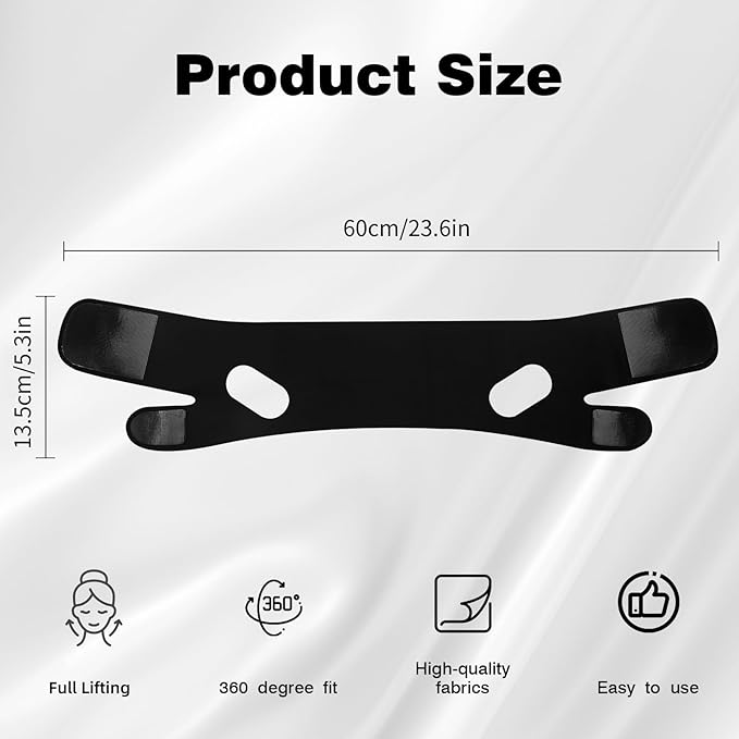 Chin Strap for Sleeping,Double Chin Reducer,Adjustable Chin Strap,Jaw Strap,Jawline Shaper,V Line Lifting Mask,Black,M