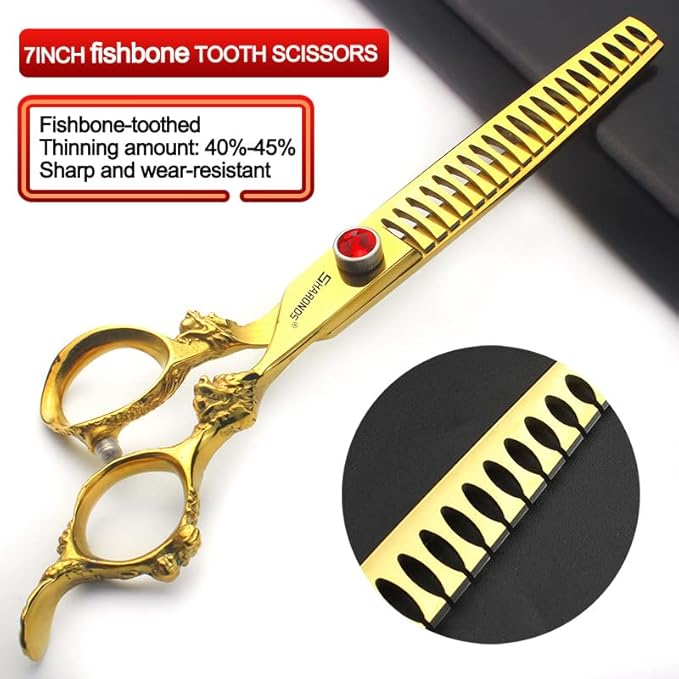 6 inch /7 inch salon professional salon scissors salon hairdresser hair cutting hairstyle pruning tools Japan 440c high hardness stainless steel golden (7 inch 2pc-B)