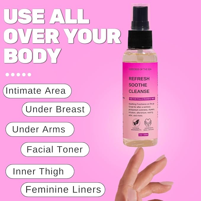 Nectar Falls Feminine Mist – Natural Odor Control Spray | Refreshing, pH-Balanced Intimate Mist for Daily Freshness | Vegan, Soothing, Alcohol-Free with Aloe & Botanical Extracts