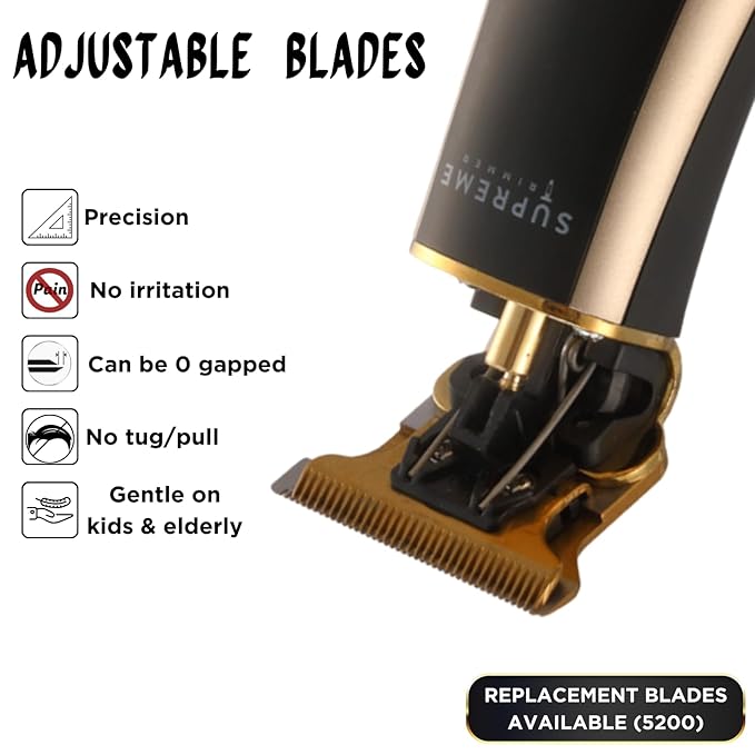 Supreme Trimmer T Shaper Professional Barber Trimmer | 90 Min Runtime, Low Noise Clippers for Men & Sensitive Skin | Cordless Zero Gap Beard Trimmer | ST5210