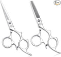 Moontay 5.5" Hair Cutting Shears Set with Large Finger Holes, Professional Barber Stylist Thinning Shears, Salon Hair Cutting Scissors, 440C Japanese Stainless Steel, Silver