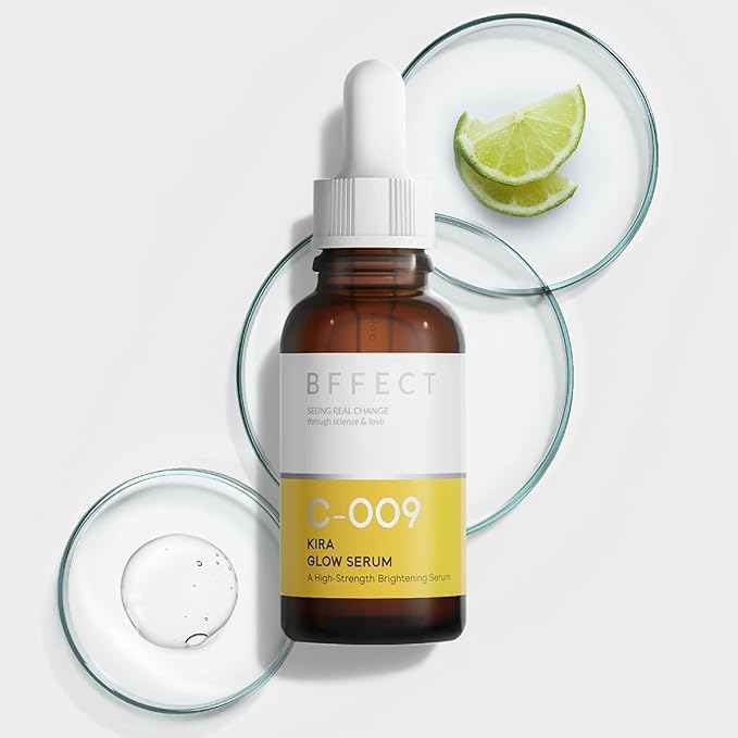 Kira Glow Serum Vitamin C 9% + Ferulic Acid, High-Potency L-Ascorbic Acid Serum for Face, Brightens & Fades Dark Spots, 1 Fl Oz