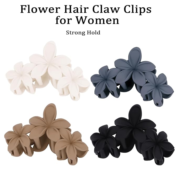 Hawaiian Flower Hair Clips Large Matte Hair Claw for Women Non-Slip Strong Hold Clips for Thick Hair, Hair Accessories for Women