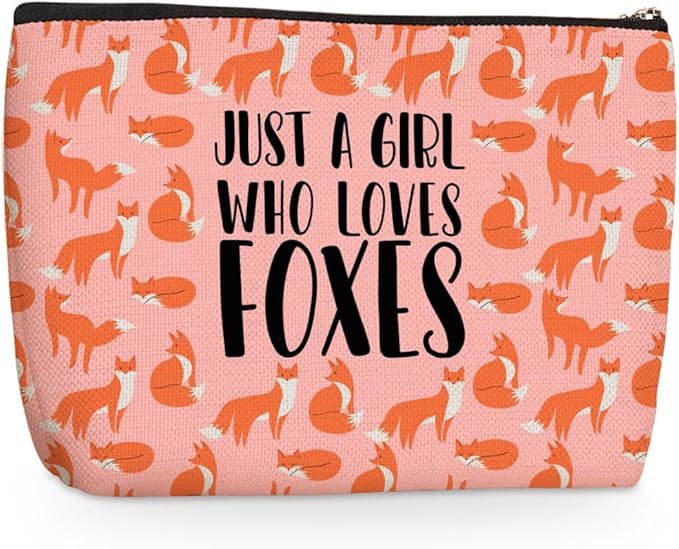 Cute Fox Print Makeup Bag Fox Gifts Cosmetic Travel Bag Foxes Accessories Decor Stuff for Animal Foxes Lovers Women Girls Sister Best Friend Grandma Funny Skincare Bags for Christmas Birthday
