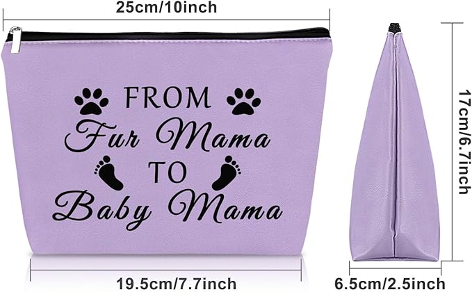 Sazuwu Purple Makeup Bag - Travel & Daily Use Cosmetic Case - Women's New Mom Gifts, Baby Shower, Pregnancy Announcement, Mother's Day, Purple