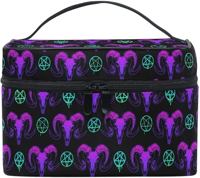 Makeup Bags, Goth Skull Makeup Organizer Bags Toiletry Bag Box Travel Cosmetic Bag Make Up Train Case for Women Teen Girl Ladies