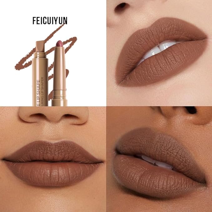 Matte Crayon Lip Liner Pencil, Chocolate Lip Liners Lipstick For Women, PlumpCreamy Formula With Silicone Smudger for Define Contours & Sculpting Lip, Cruelty-Free, 0.75g/0.026oz