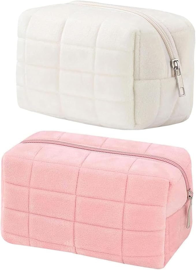 2PCS Makeup Bag Small Cosmetic Pouch for Purse Women Girls Y2k Checkered Make Up Bags
