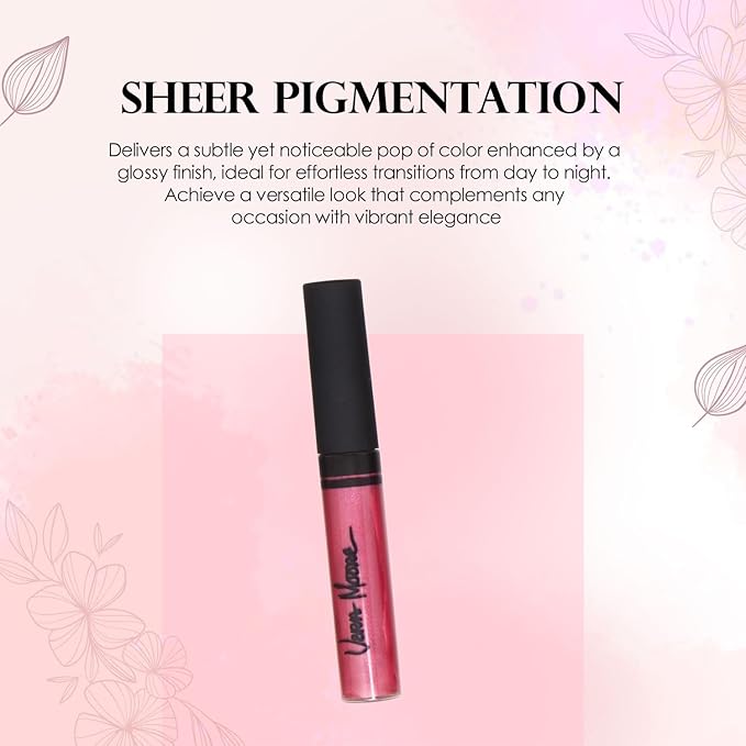 Lip Gloss, Moisturizing Lip Color with Shimmer for Long Lasting Shine, Lightweight Lip Stain, Non-Sticky Lip Gloss with Aloe Vera, W/Vitamin C, E (Electric Pink)