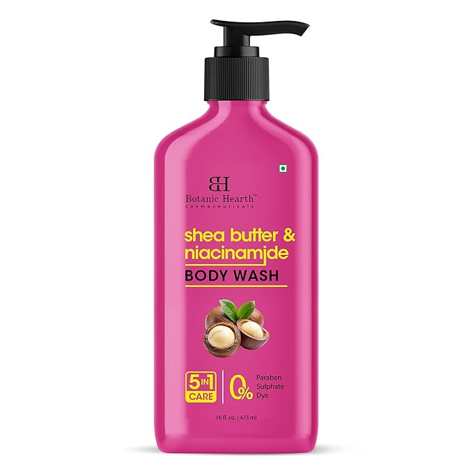 Botanic Hearth Shea Butter & Niacinamide Body Wash 16 fl oz | Nourishing & Renewing Formula | Deeply Hydrating Shower Gel for Soft, Smooth Skin | Paraben & Sulfate Free