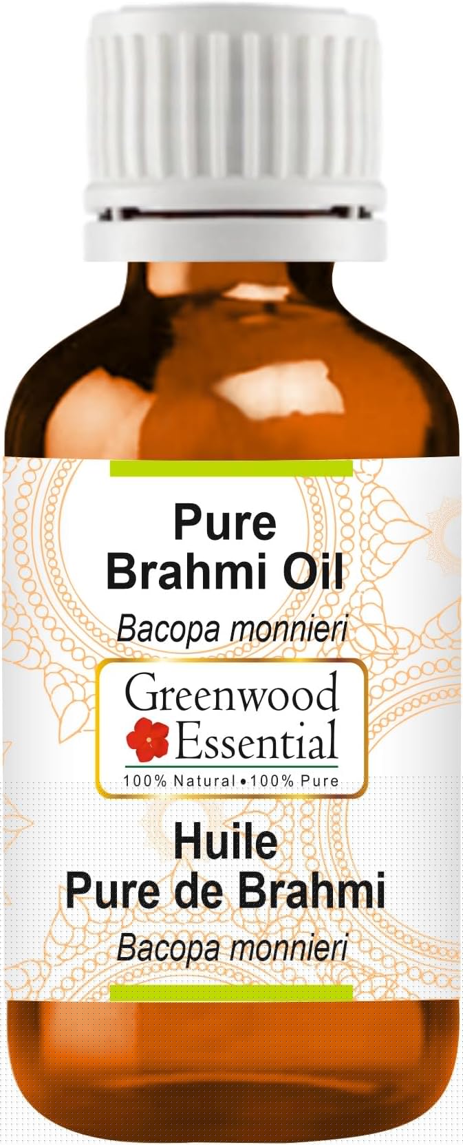 Greenwood Essential Pure Brahmi Oil (Bacopa monnieri) Premium Therapeutic Grade for Hair, Skin & Aromatherapy 30ml (1 oz)