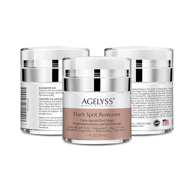 Agelyss Dark Spot Remover – Brightening Serum – Fades Appearance of Dark Spots, Evens Skin Texture, Hydrating & Nourishing – Paraben-Free, Vegan, Cruelty-Free – 1 FL OZ - Pack of 1