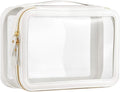 HBlife Clear Makeup Bag Organizer, Portable Travel Toiletry Cosmetic Case for Women, Large Make Up Bag Makeup Train Case Transparent Storage Pouch with Handle(White)