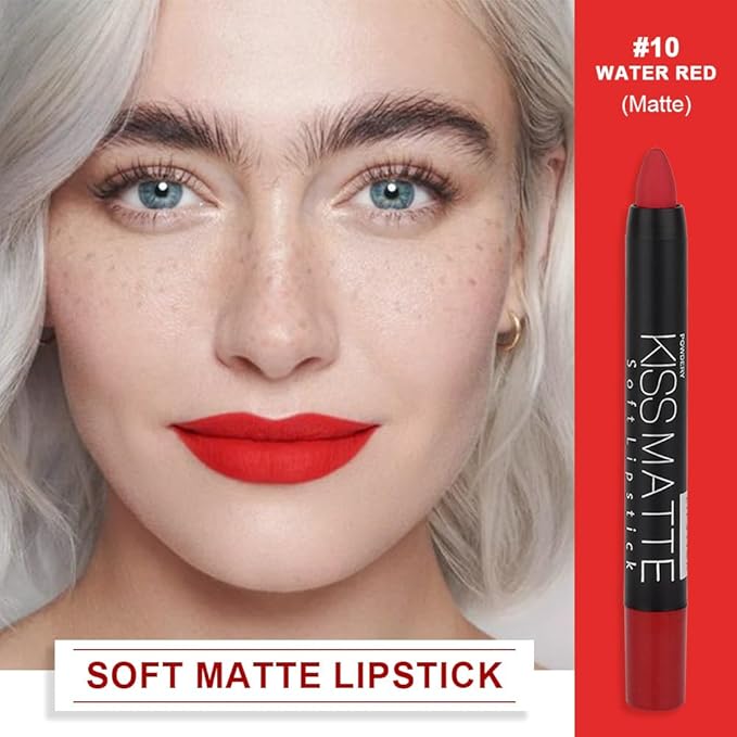 evpct 1Pcs Ruby Red Matte Lipstick and Lip Crayon Liner Pencil Pen Set for Women Lip Stain Long Lasting Waterproof labiales mate magicos 24 horas originales pintalabios permanente 24 horas 10
