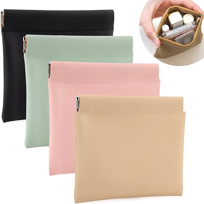 BUSOHA 4 PCS Small Makeup Bag for Purse, Mini Portable Cosmetic Bags for Women, Coin Purse Lipstick Cosmetic Accessories Organizer, Small Travel Kit Storage Pouch