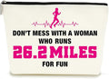 Decohim Inspirational Makeup Bag Cosmetic Bag Travel Pouch Marathon Runner Gifts for Women Birthday Christmas Graduation Gifts for Running Lover Runner Friend Bestie Don't Mess With A Woman