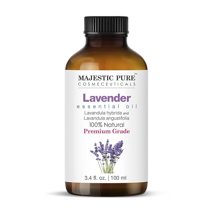 Majestic Pure Lavender Essential Oil with Glass Dropper - 3.4 Fl Oz - 100% Pure and Natural Lavender Oil - Premium Grade Essential Oils for Diffuser, Aromatherapy, Soap and Candle Making